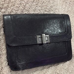Rebecca Minkoff Black Clutch with Metal Turn-Lock Closure